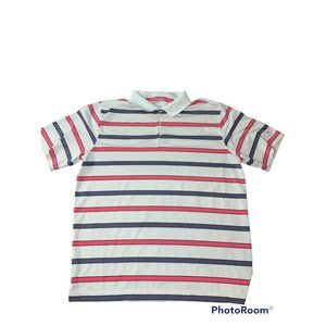 NIKE Golf Polo DRI FIT Sz xl Striped Blue Pink White Short Sleeve STRETCH Men